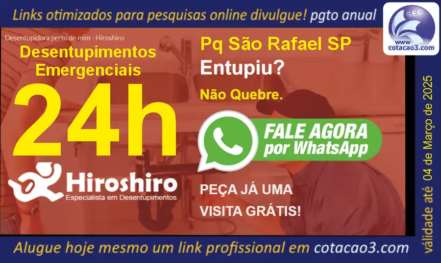 Desentupidora 24 horas na Zona Leste de SP